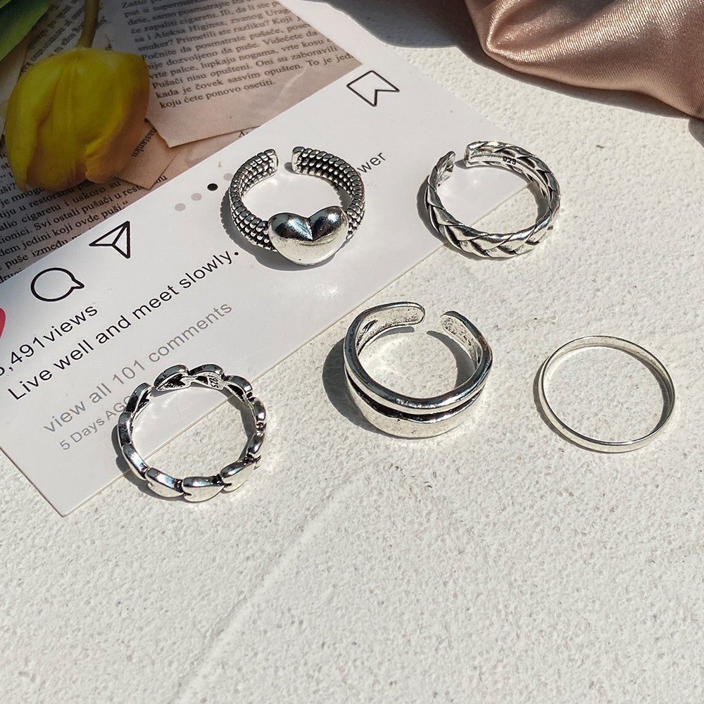 Set Nhẫn Đôi Thiết Kế Đơn Giản Phong Cách Hàn Quốc