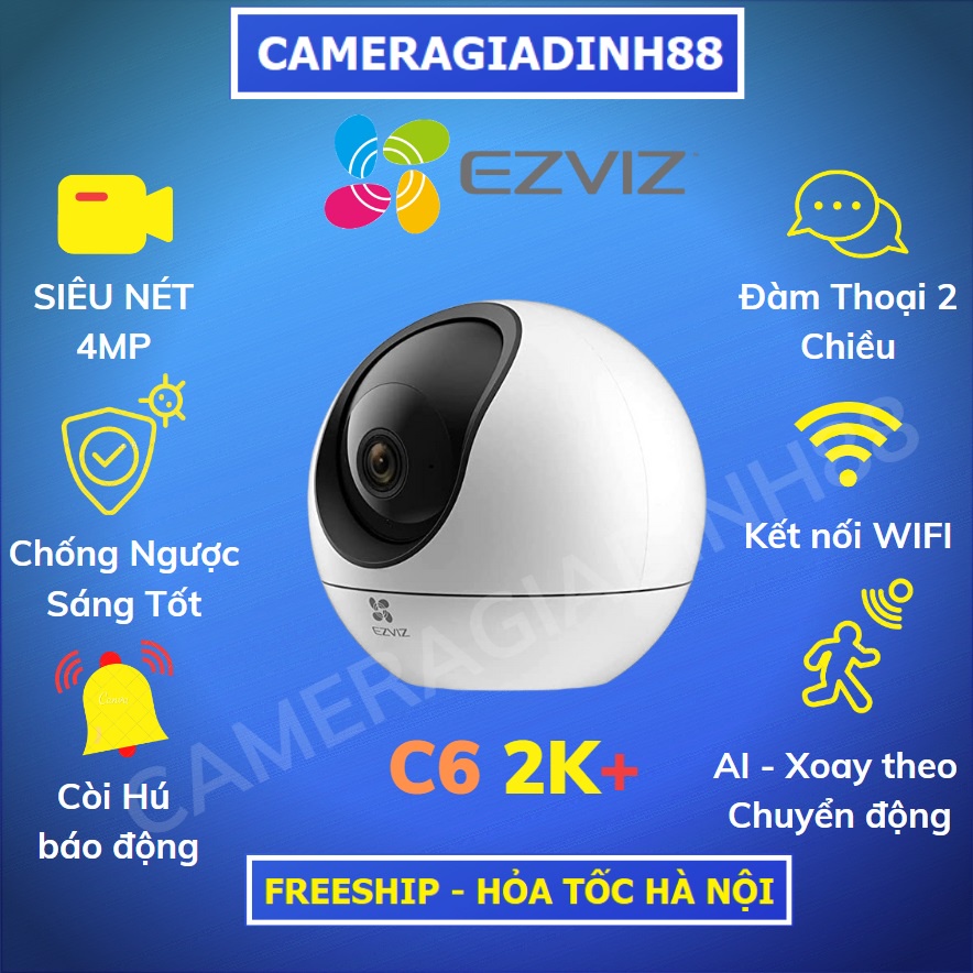 Camera WIFI Trong Nhà, XOAY 360, EZVIZ C6 4M 2K+, Siêu Nét C6w C6n  Hàng chính hãng, bảo hành 24 tháng