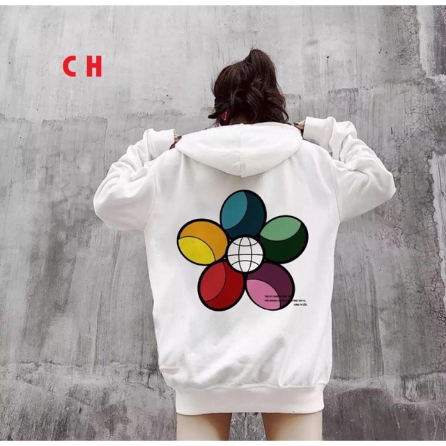 [FREESHIP ĐƠN TỪ 50K] Áo hodie trắng hoa năm cánh màu COH1119