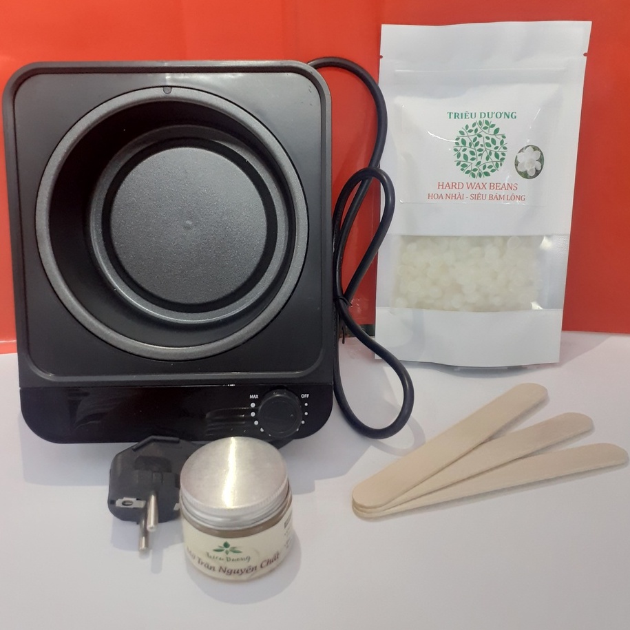 Set Nồi nấu sáp wax chống dính cao cấp + Sáp Thơm cao cấp 3 hương để lựa chọn bịch 100gr + mỡ trăn 50ml, Tặng kèm que