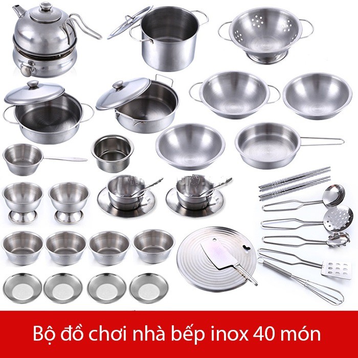 Mô hình đồ chơi inox nấu ăn 40 món cho bé