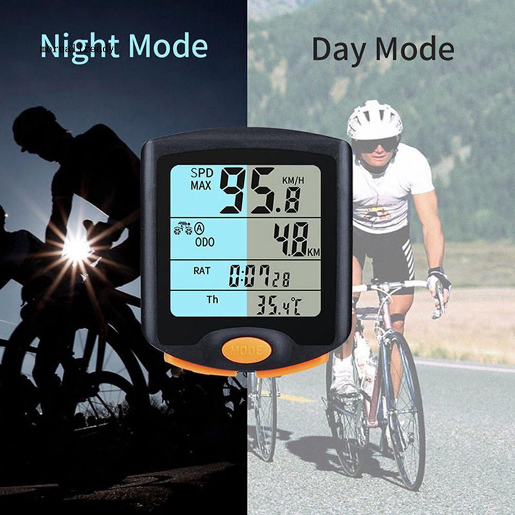 was_Bike Cycling Bicycle Computer Odometer Backlight Wired LCD Display Speedometer
