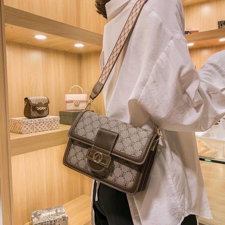 ❣️FREESHIP❣️ Túi xách nữ đeo chéo khoá ngang dây bản to SHOP dodacaocap tuyen si toan quoc