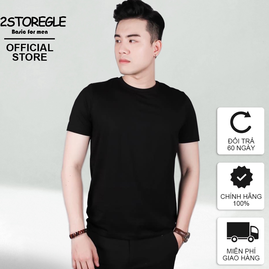 Áo Thun Nam Đen Trơn 2STOREGLE Chất Vải Thoáng Mát Dáng Vừa Chất Mịn Đẹp