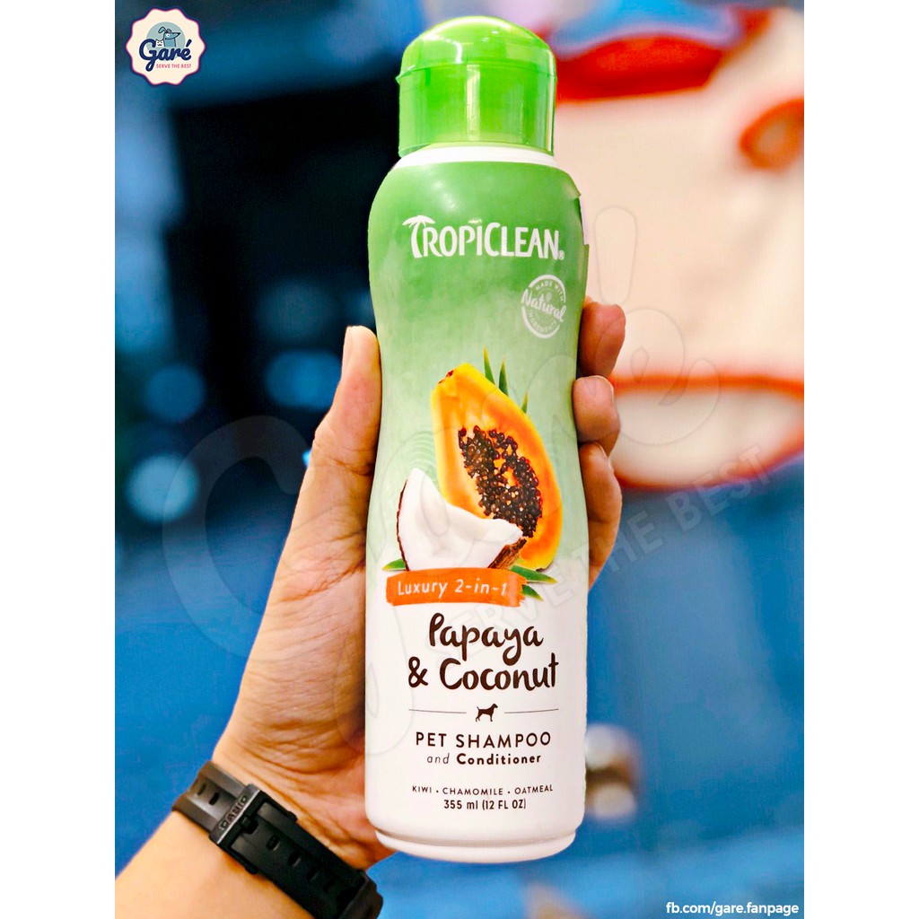 355ml - Sữa tắm, xả Luxury 2-in-1 Papaya &amp; Coconut - TropiClean Papaya &amp; Coconut