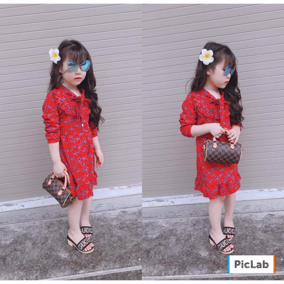 Váy Hoa dài tay điệu đà diện thu cho bé gái thêm sang chảnh - vtvdt