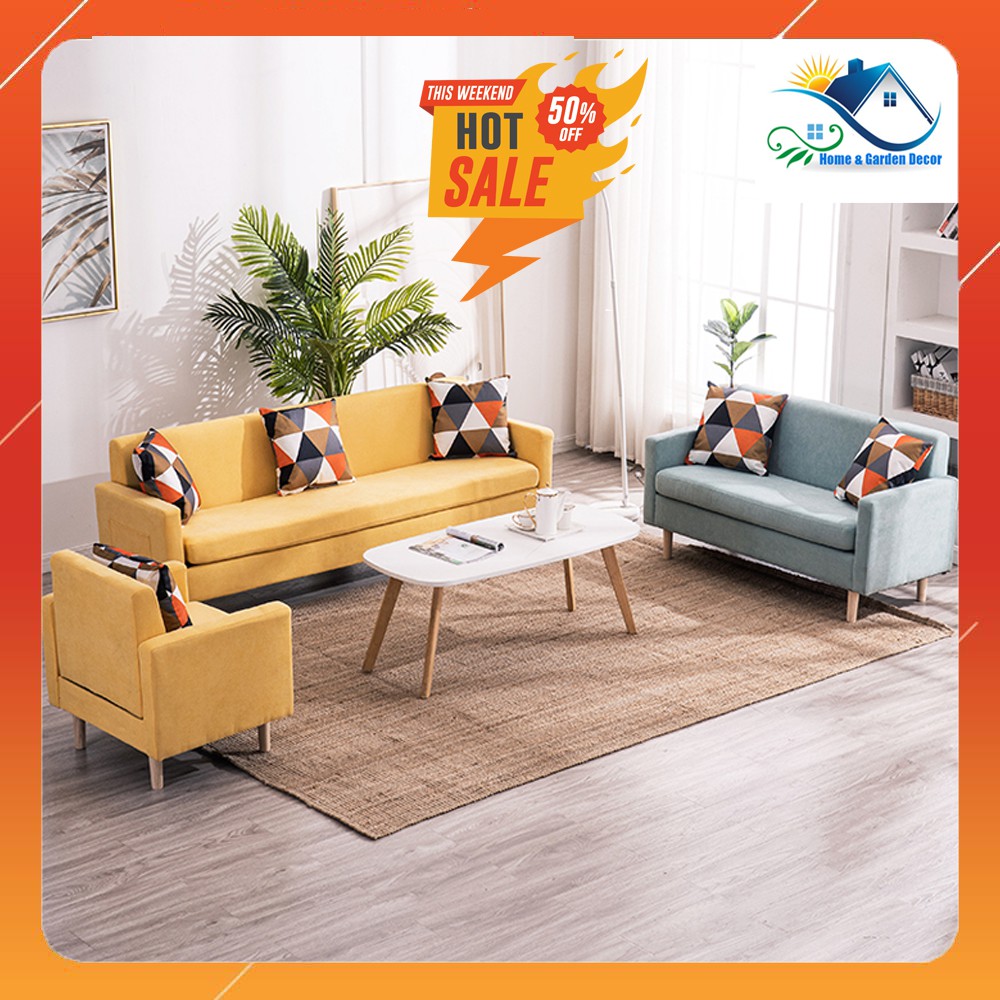 Bộ Sofa phòng khách nhập khẩu đệm bọt biển cao cấp phong cách Hàn Quốc (Full sofa + Bàn)