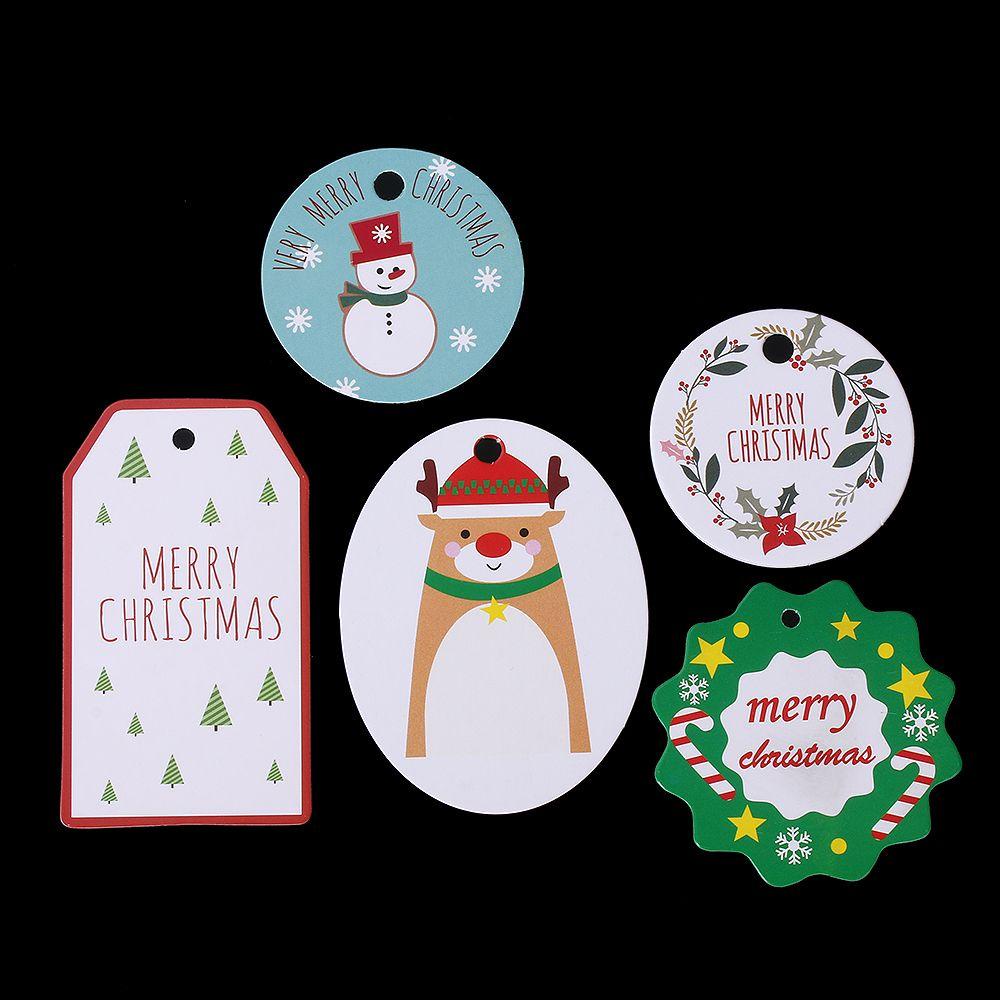 Bộ 50 Miếng Dán Trang Trí Túi Kẹo Hình Ông Già Noel &amp; Ngôi Sao Bằng Giấy Kraft