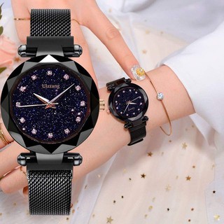 ĐỒNG HỒ NỮ ULZZANG DÂY LỤA KIM LOẠI KHÓA NAM CHÂM MẶT VÁT CẠNH 3D