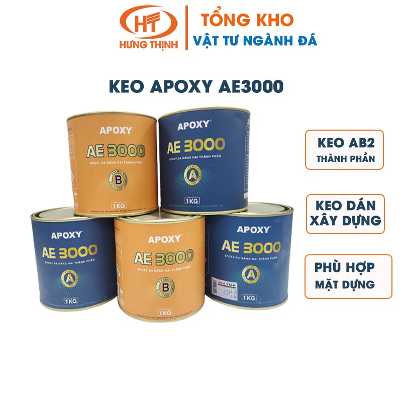 Keo Epoxy AE 3000 gắn đá tự nhiên- Chuyên sử dụng gắn đá mặt tiền chuyên nghiệp- Cặp keo 2 thành phần khối lượng 2kg