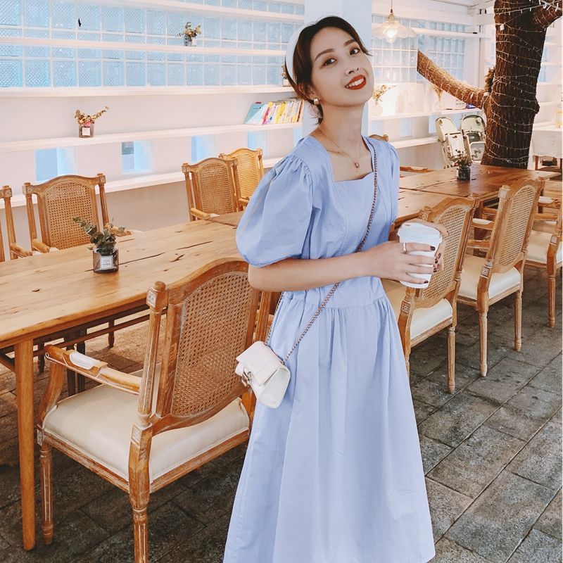 Đầm dài tay phồng thời trang pháp xinh xắn dành cho nữ