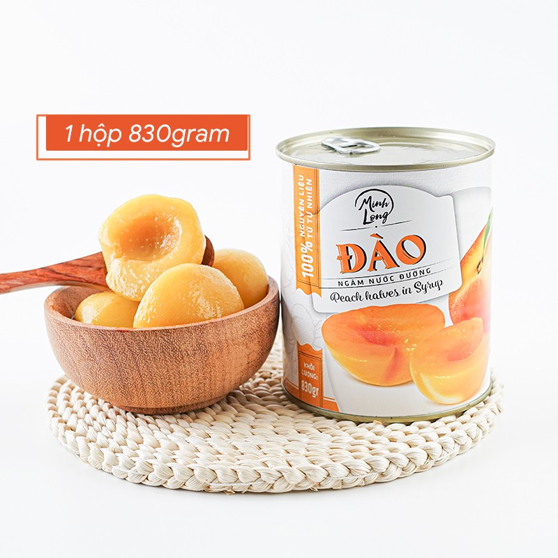 Thùng 12 Hộp Đào Ngâm Nước Đường Asia Home Lon 830 gram