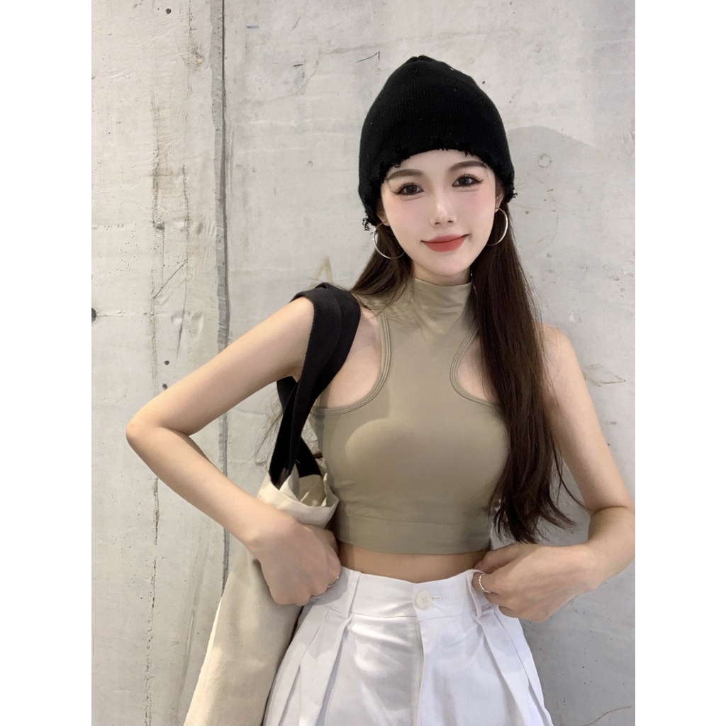 QADCOL  Áo Hai Dây Có Mút Đệm Ngực Thiết Kế Độc Đáo Thời Trang Quyến Rũ Cho Nữ