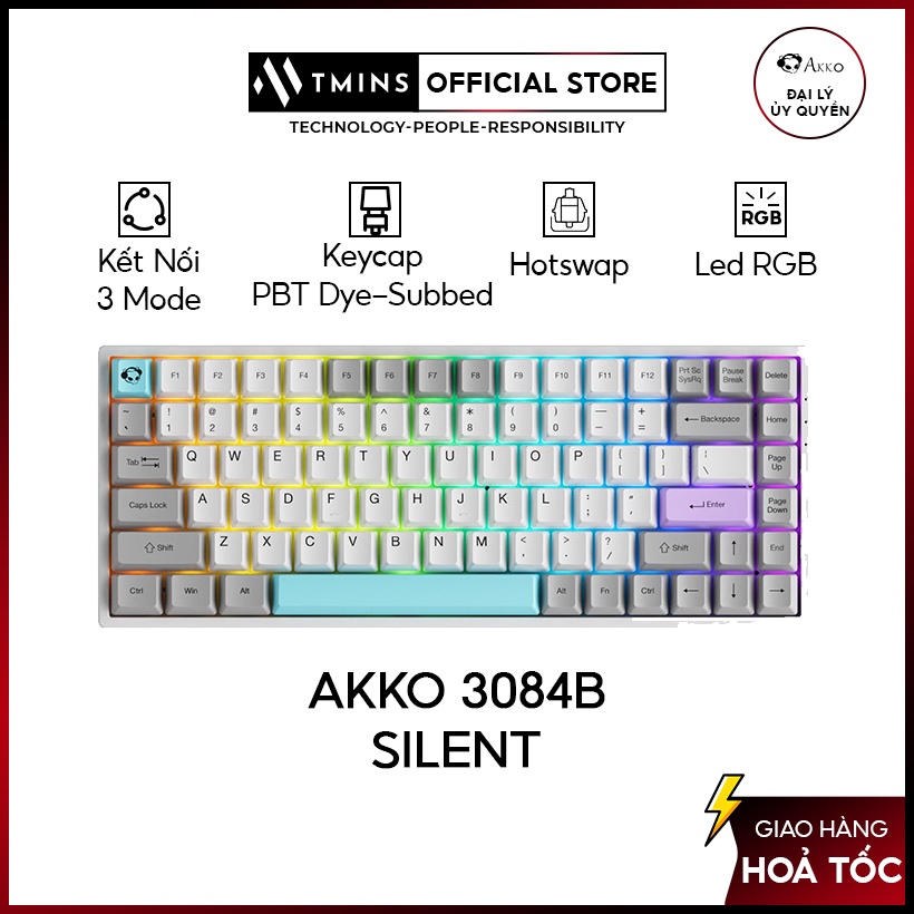 Bàn phím cơ AKKO 3084B Silent 3 Mode  - Bảo hành 12 tháng