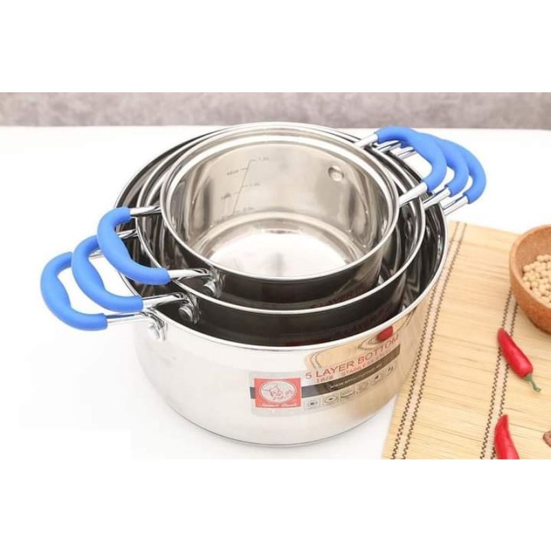 Bộ nồi Inox Smartcook 3 chiếc cỡ 16cm 20cm 24cmnồi Inox cao cấp chống oxi hoá và bảo vệ sức khoẻ