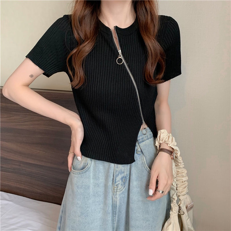 Áo Thun Tay Ngắn Chất Lụa Lạnh Mỏng Thiết Kế Độc Đáo Thời Trang Cho Nữ 2022