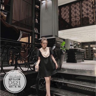 Bigsize Đầm cổ phối nút cườm D521