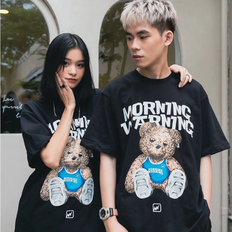 Áo thun Morning Warning Teddy - Gấu bông chơi đồ - Áo Thun Unisex Form Rộng Tay Lỡ Oversize Cotton 100% Local Brand