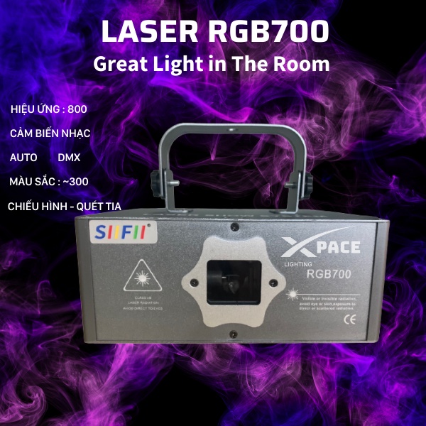 Đèn Laser RGB 700 Bay Phòng Hiệu Ứng 3D Chuyên Quét Tia Chiếu Hình Dùng Cho Phòng Bay, Karaoke, Bar...