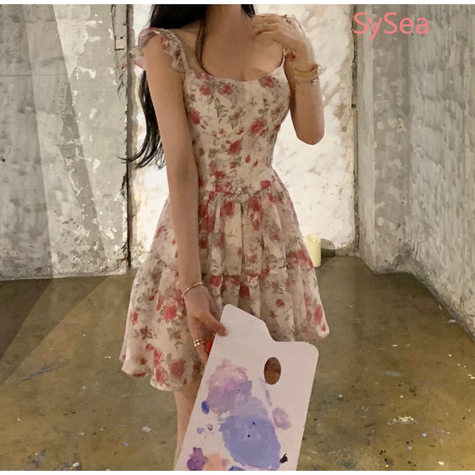 Đầm Hoa Hai Dây Thời Trang Mùa Hè Pháp Dành Cho Nữ