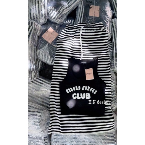 Set váy sọc kèm áo croptop thun ba lỗ ☘️☘️☘️GB alohashop91