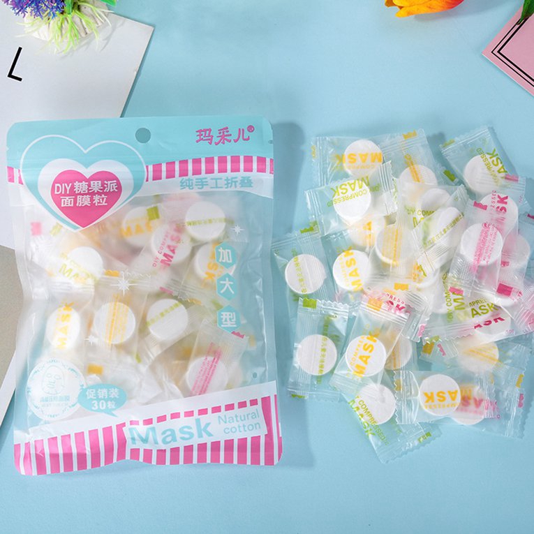 Set 30 mặt nạ nén nhỏ gọn làm từ 100% cotton nguyên chất