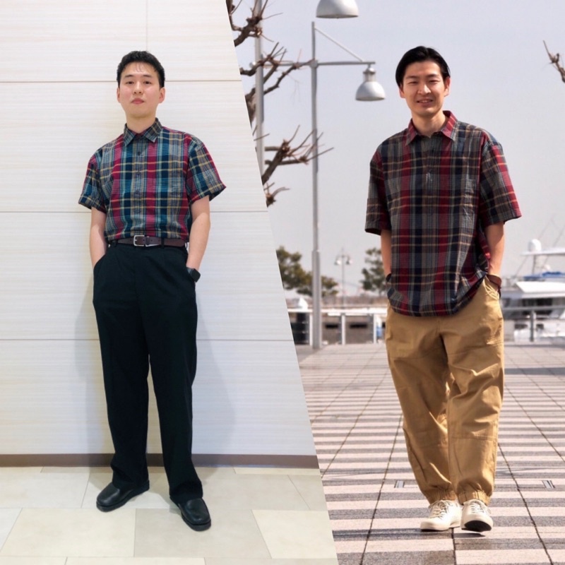 Áo sơ mi polo nam cộc tay kẻ caro thời trang của Uniqlo