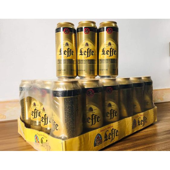 Bia Leffe vàng Blonde 6,6% Bỉ  – thùng 24 lon 330ml