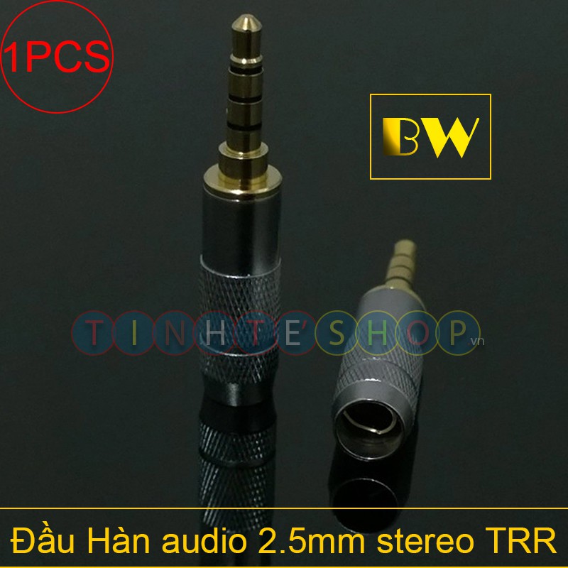 Đầu hàn jack audio 3.5mm 4 nấc TRRS gold 24K OD-6.5mm - Giắc hàn chân 3,5mm 4 khấc Brawis BR-SD35654M-AWH (1 chiếc)