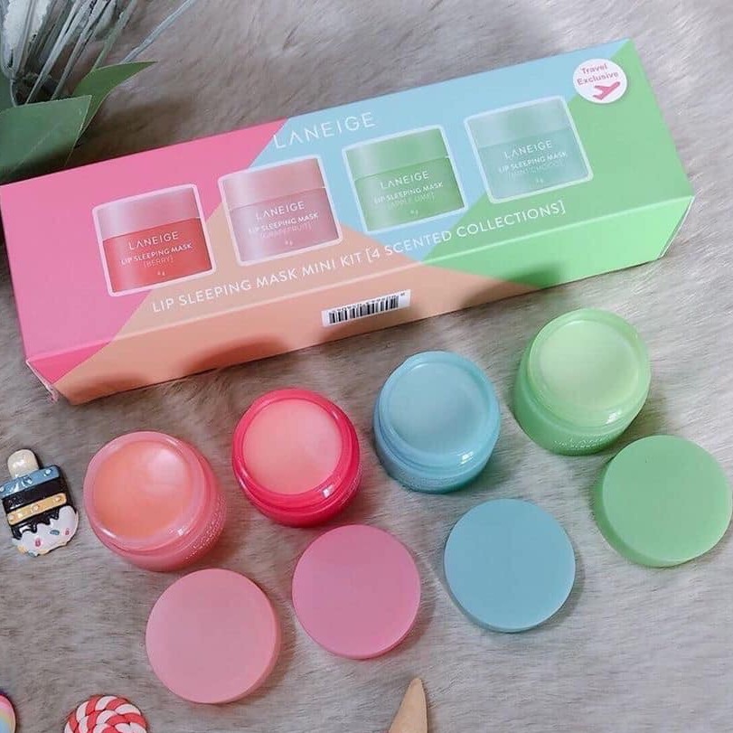 Set 4 Hũ Mặt Nạ Ngủ Cho Môi Laneige Lip Sleeping Mask Mini Kit (4 scented collections) 8g x 4