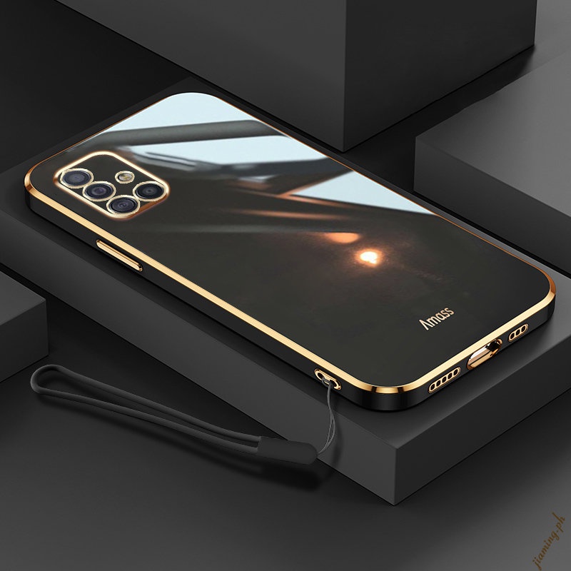 Ốp Điện Thoại Silicon Mềm Viền Thẳng 6D Chất Lượng Cao Có Dây Đeo Cho SAMSUNG Galaxy A71 A51 4G Sự Bảo Vệ
