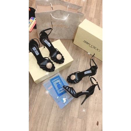 Giày sandal nữ cao gót nhọn 10cm rọ mũi tròn đá lụa jimch cao cấp loại 1