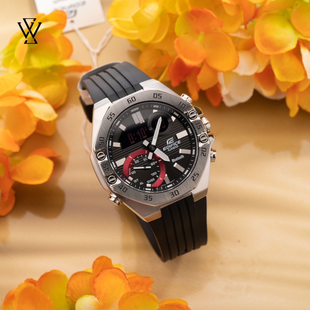 Đồng Hồ Quartz Nam Casio Edifice WATCHSTORE ECB-10P-1ADF, Mặt Kính Khoáng 48.5mm, Dây Cao Su, Vỏ Thép Không Gỉ