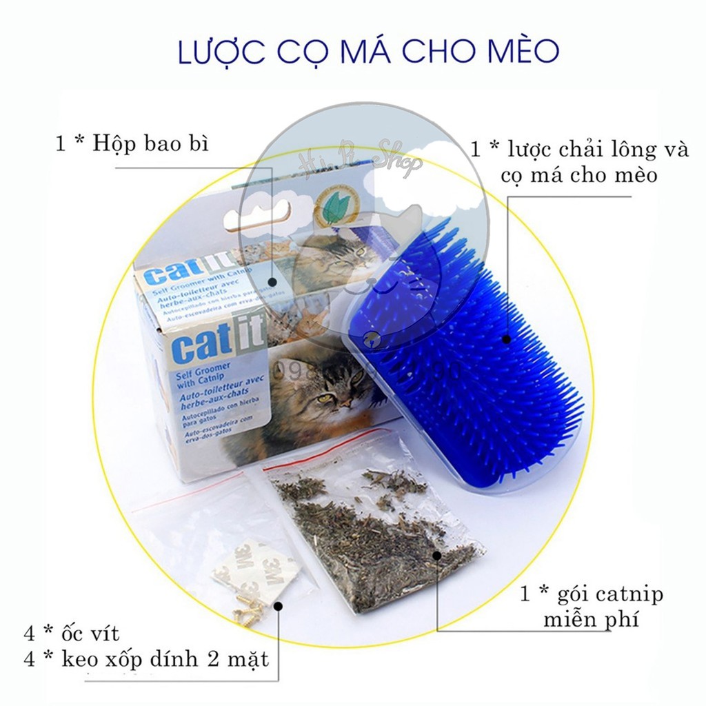 [FullBox] Lược Chải Lông Chó Mèo Gắn Tường Cọ Má Massage Chất Liệu Nhựa PVC Tặng Kèm Canip An Toàn Dành Cho Thú Cưng