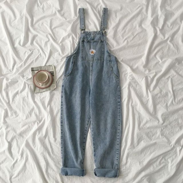 [ORDER] Yếm jeans ống suông ulzzang họa tiết hoa cúc - Có ảnh thật | BigBuy360 - bigbuy360.vn