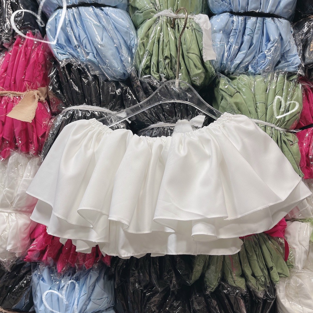 Áo trễ vai nữ tay ngắn trễ vai croptop phối bèo 1 tầng về nhiều màu hot trend - AO073