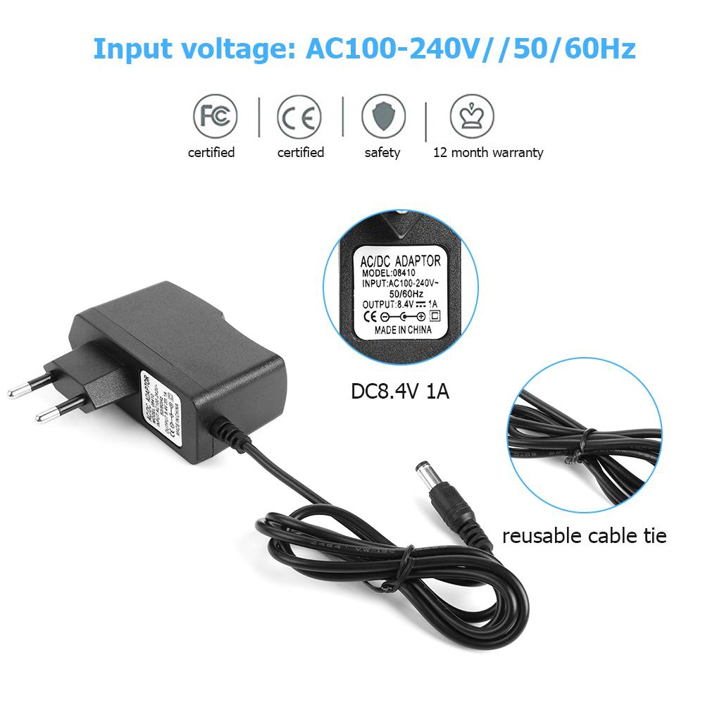 Adapter sạc pin Lithium DC5.5* DC 8.4V 1A/4.2V 1A/21V 2A/16.8V 1A/8.4V 2A 18650