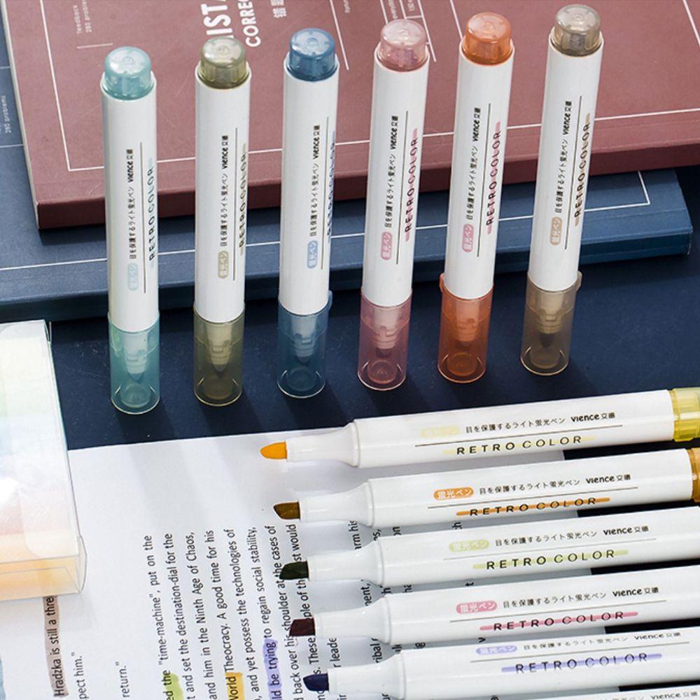 Set 6 bút dạ quang MMULCK màu sắc ngọt ngào phong cách vintage