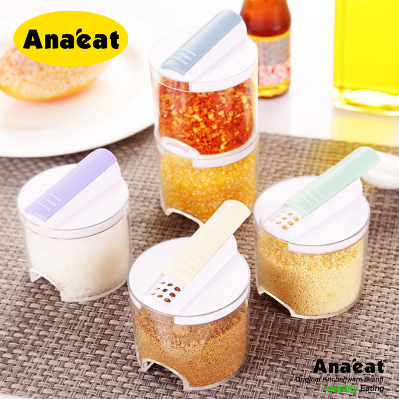 Bộ 5 Lọ Rắc Gia Vị ANAEAT Thiết Kế Trong Suốt Hình Trụ Sáng Tạo Chuyên Dụng Cho Nhà Bếp