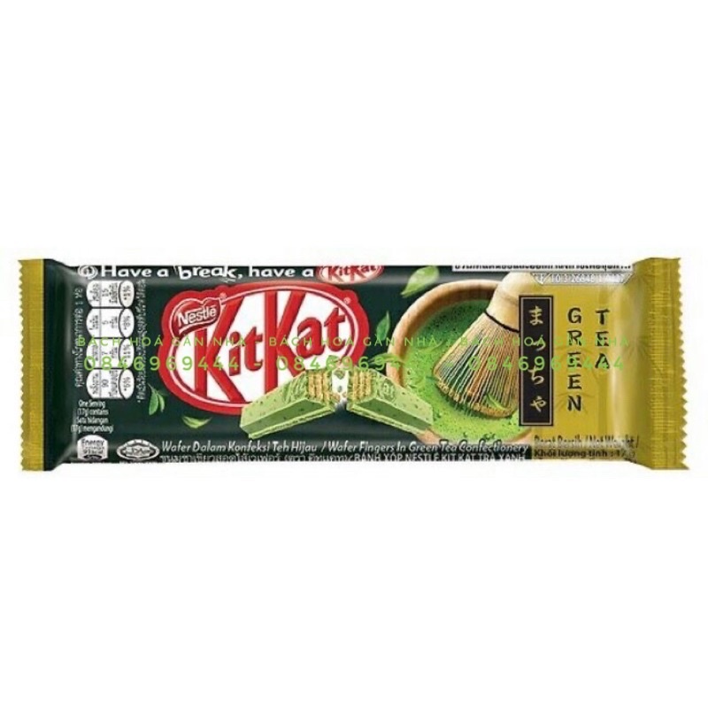 Bánh xốp phủ socola Kitkat Trà xanh gói 136g (8 thanh x 17g)