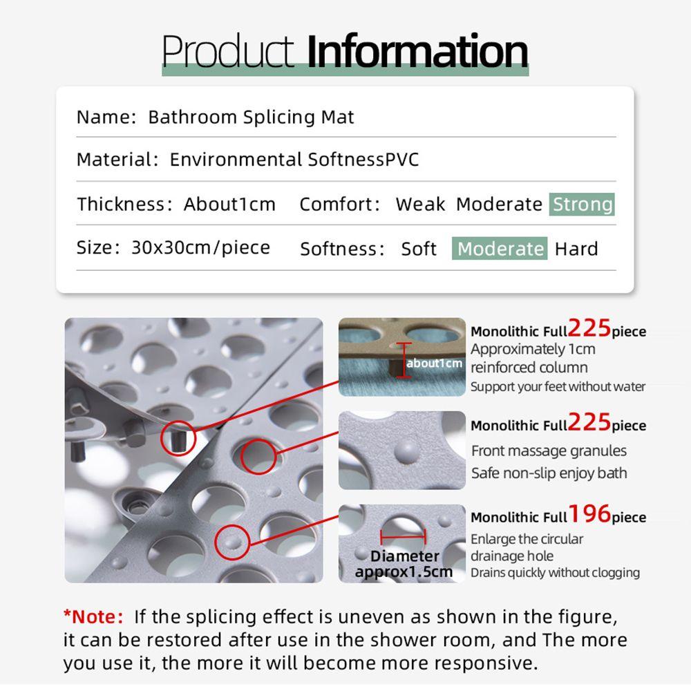 PINEVN Thảm Chùi Chân Nhà Tắm 30x30cm Có Giác Hút Mạnh