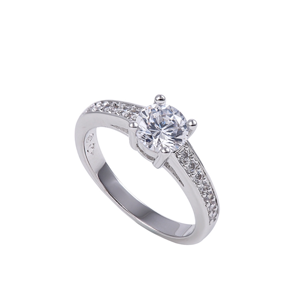 FREE SHIP Nhẫn Nữ Swarovski Single Diamond Four-claw Ring Crystal FASHION cá tính Trang sức trang sức đeo THỜI TRANG