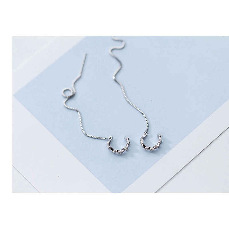 Exquisite Earrings Bông tai chuỗi bạc hình mặt trăng dành cho nữ