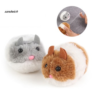 SDWC Pet Dog Cat Plush Toy Running Mouse Animal Pull Tail Running Interactive Gift