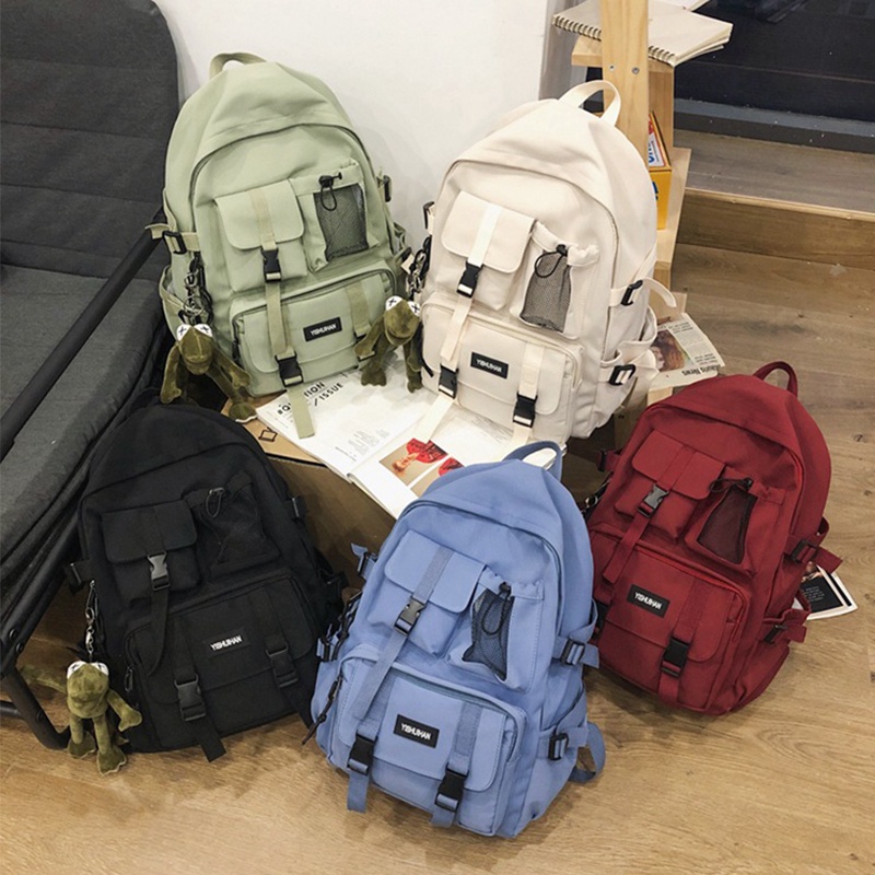 Ba Lô Đi Học Chất Liệu nylon Màu Xanh Dương Thời Trang Hàn Quốc 2022 Cho Nam Và Nữ