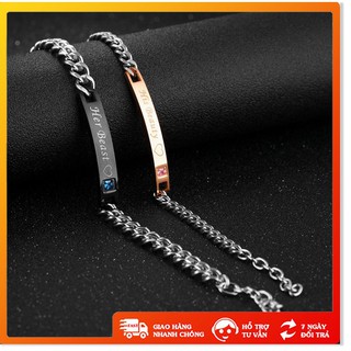 Lắc tay - Xả Kho - Vòng tay cặp đôi khắc chữ chất liệu titan không gỉ