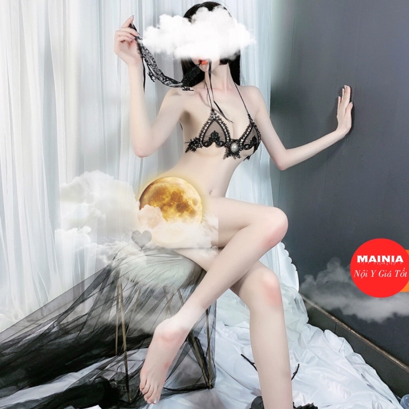 [Tặng Mặt Nạ] Set Bộ Đồ Lót Ren Cao Cấp Phối Ngọc Chíp Lọt Khe Siêu Sexy Gợi Cảm Mainia Shop