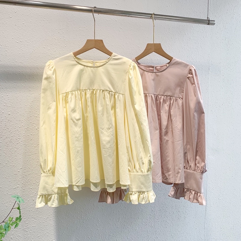 Áo babydoll tay dài chất kate , The Peace
