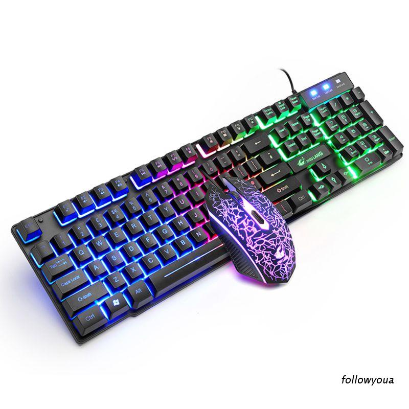 1 bộ bàn phím cơ và chuột T11 màu cầu vồng cho PC Laptop