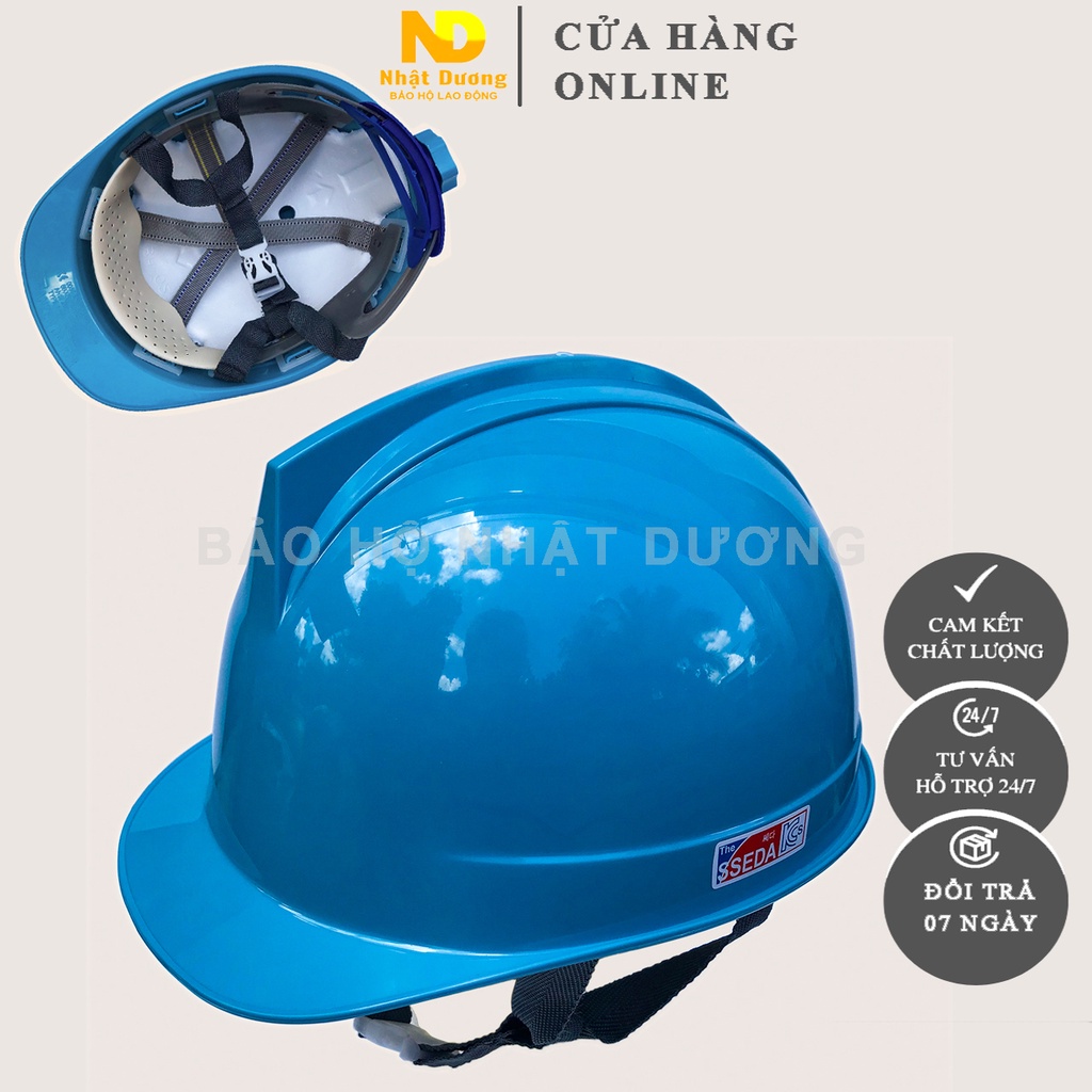 Mũ bảo hộ lao động khóa vặn màu xanh biển HPS1, Nón bảo hộ lao động lót xốp Nhật Dương
